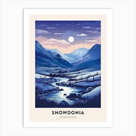 Winter Night  Travel Poster Snowdonia National Park 2 Art Print