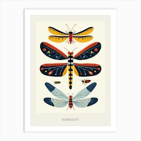 Colourful Insect Illustration Damselfly 6 Poster Art Print