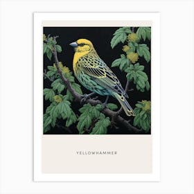 Ohara Koson Inspired Bird Painting Yellowhammer 3 Poster Art Print