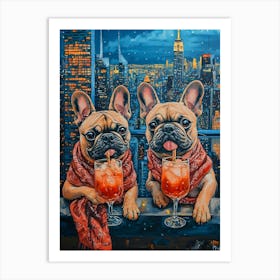 Whimsical Frenchies At The Bar 36 Art Print