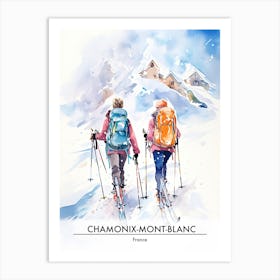 Chamonix Mont Blanc   France, Ski Resort Poster Illustration 5 Art Print