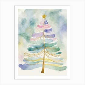 Watercolour Christmas Tree Art Print