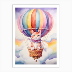 Baby Cat 3 In A Hot Air Balloon Art Print