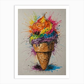 Rainbow Ice Cream Cone 5 Art Print