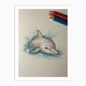 Dolphin Drawing Art Print