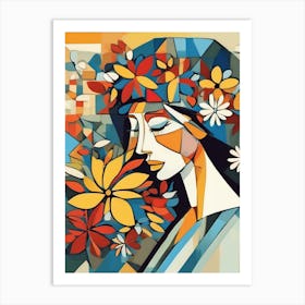 Abstract Of A Woman With Flowers 1 Art Print