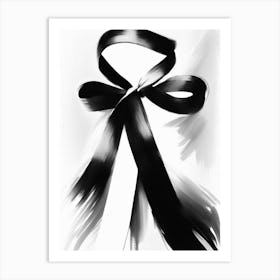Hope Ribbon Symbol Black And White Painting Art Print