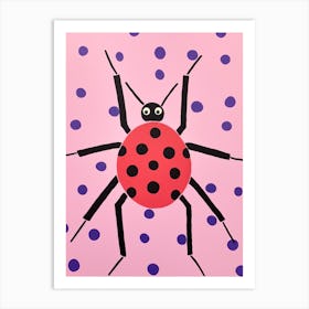 Pink Polka Dot Spider Art Print