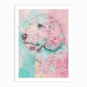 Labradoodle Dog Pastel Line Illustration Art Print