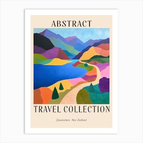 Abstract Travel Collection Poster Queenstown New Zealand 3 Art Print