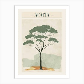 Acacia Tree Minimal Japandi Illustration 4 Poster Art Print