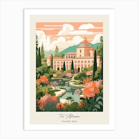 The Alhambra   Granada, Spain   Cute Botanical Illustration Travel 2 Poster Art Print
