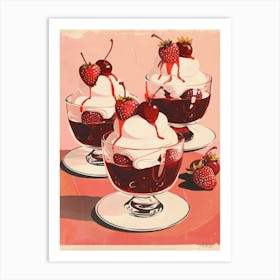 Strawberry Trifle With Jelly Vintage Cookbook Inspired 2 Art Print