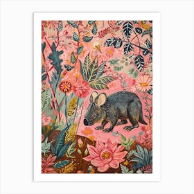 Floral Animal Painting Wombat 3 Art Print