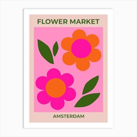 Flower Market Amsterdam | 02 - Pink And Orange Art Print