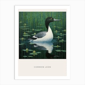 Ohara Koson Inspired Bird Painting Common Loon 3 Poster Art Print