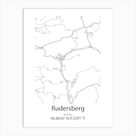 Rudersberg,Germany Minimalist Map Art Print