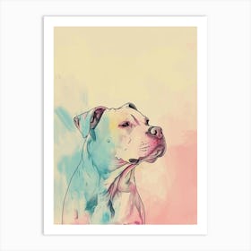Dogo Argentino Dog Watercolour Line Illustration Art Print