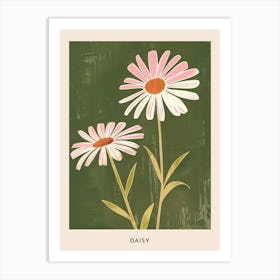 Pink & Green Daisy 2 Flower Poster Art Print