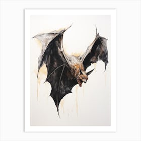 Flying Fox Bat Vintage Illustration 4 Art Print