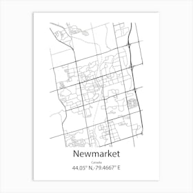 Newmarket,Canada Minimalist Map Art Print