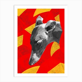 Greyhound Dog Yellow Red Art Print