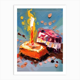 A Slice Of Birthday Cake Oil Painting 7 Art Print