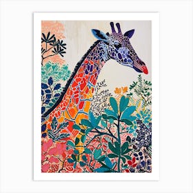 Colourful Giraffe With Patterns 3 Art Print