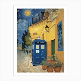 Tardis On The Terrace At Arles - Van Gogh inspired Art Print 9 Art Print