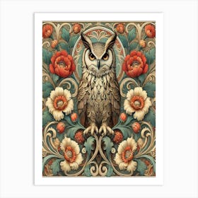 william morris Owl With Flowers 1 Art Print