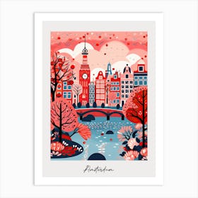 Poster Of Amsterdam, Illustration In The Style Of Pop Art 2 Art Print