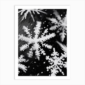 Ice, Snowflakes, Black & White 2 Art Print