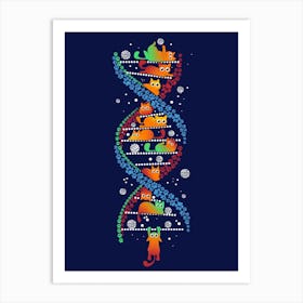 Cats DNA - DNA | Cat Lover | Funny Cute Cats | Kitten l Science | Colorful Paws | Pets Art Print