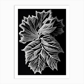 Strawberry Leaf Linocut 1 Art Print