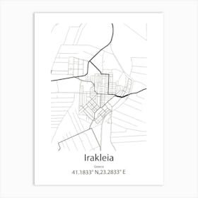 Irakleia,Greece Minimalist Map Art Print