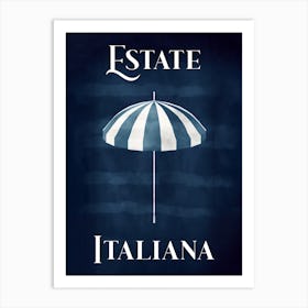 Estate Italiana Navy Sun Umbrella Art Print