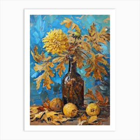 Yellow Flowers In A Bottle Art Print