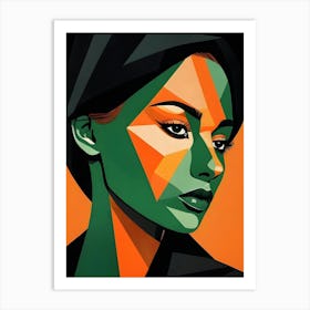 Geometric Woman Portrait Pop Art (10) Art Print