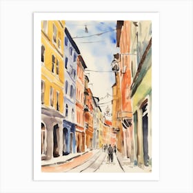 Turin, Italy Watercolour Streets 1 Art Print