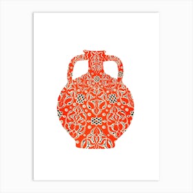 Vintage orange urn waterjug artwork Art Print