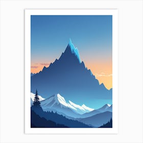 Misty Mountains Vertical Composition In Blue Tone 44 Art Print