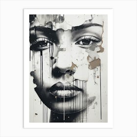 Mixed Media Paint Drip Face Art Print