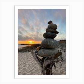 Stacked Rocks On The Beach Art Print