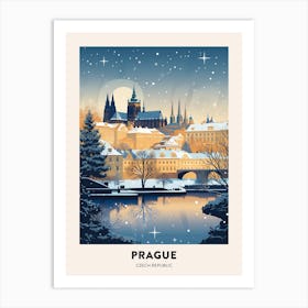 Winter Night  Travel Poster Prague Czech Republic 2 Art Print