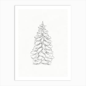 Fir Christmas Tree Sketch Art Print