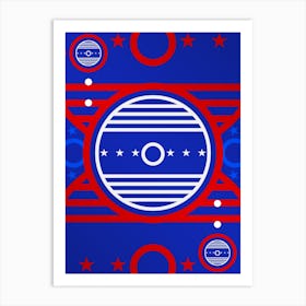 Geometric Abstract Glyph in White on Red and Blue Array n.0042 Art Print
