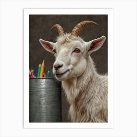 Goat With Pencils Art Print