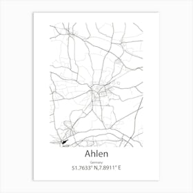 Ahlen,Germany Minimalist Map Art Print