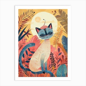 Balinese Cat Storybook Illustration 1 Art Print