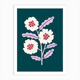 Flowers Bouquet On A Green Background Simple Art Print